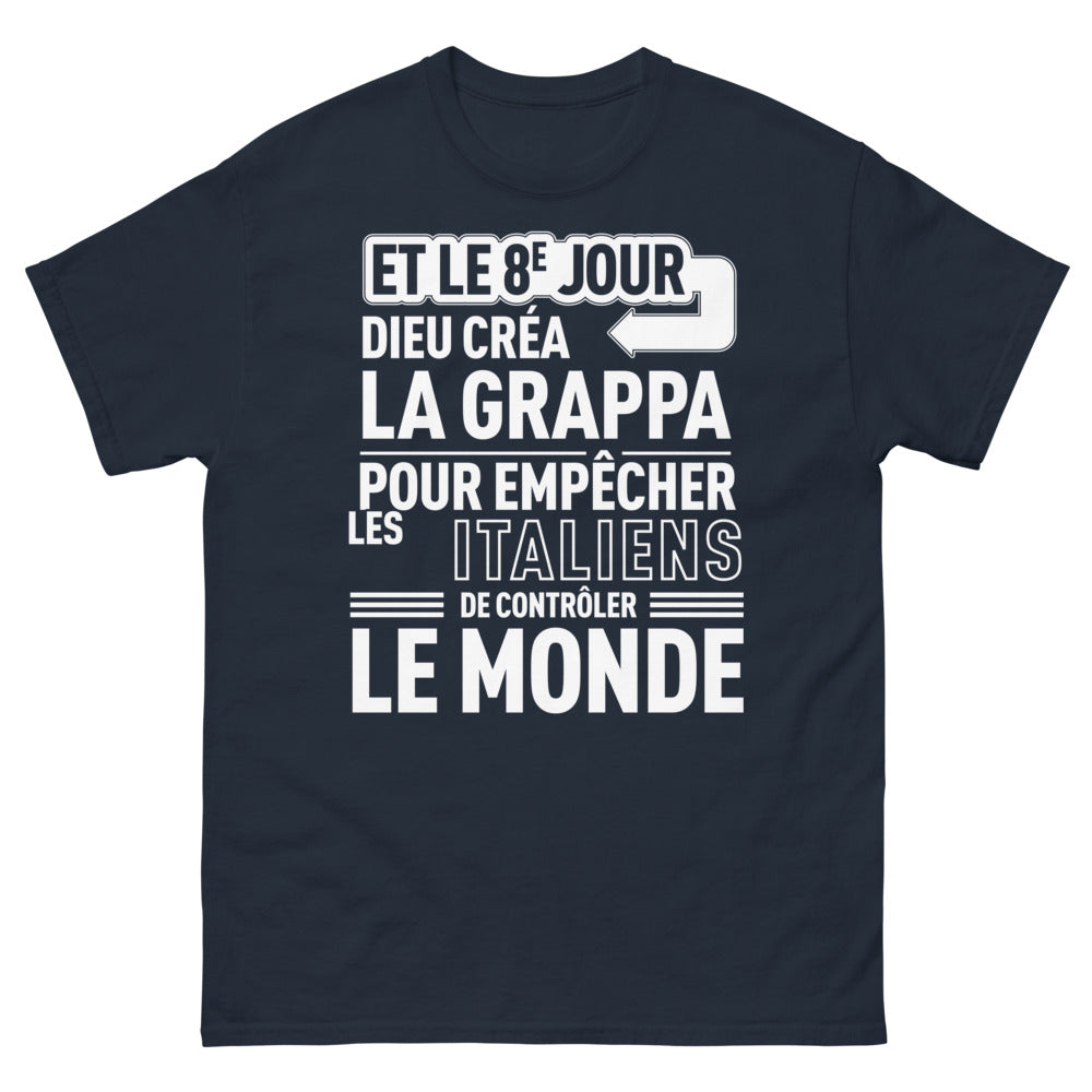 T-shirt Italie marine - Et le 8e jour, Dieu créa la grappa