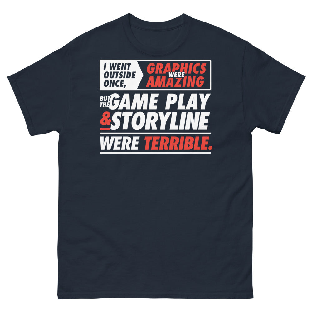 T-shirt gamer nostalgique marine - I Went Outside Once