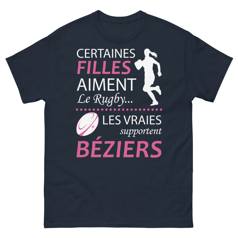 T-shirt Béziers marine - Certaines filles aiment le rugby