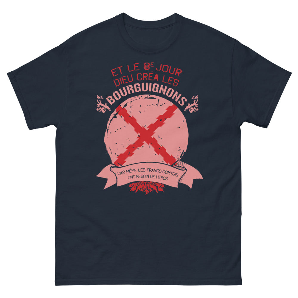 T-shirt Bourguignons et Francs-Comtois marine - hommage héroïque, humour régional
