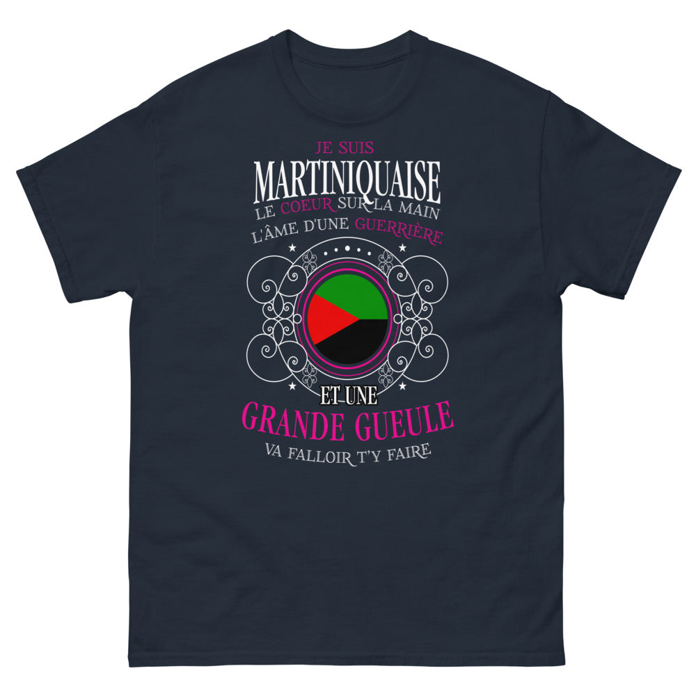 T-shirt Martiniquaise marine - cœur sur la main, grande gueule