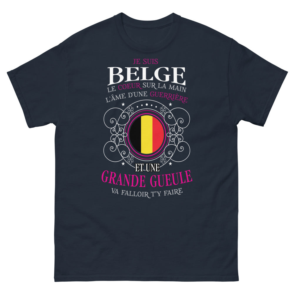 T-shirt Belgique marine - fières guerrières, cœur sur la main