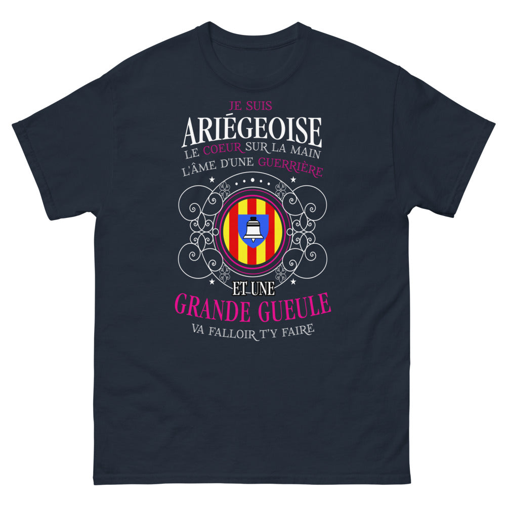 T-shirt Ariège marine face - Âme de guerrière et grande gueule