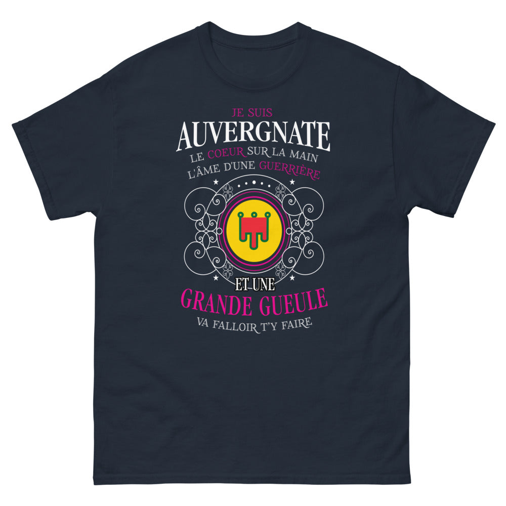 T-shirt Auvergne marine - Je suis Auvergnate, guerrière au grand cœur