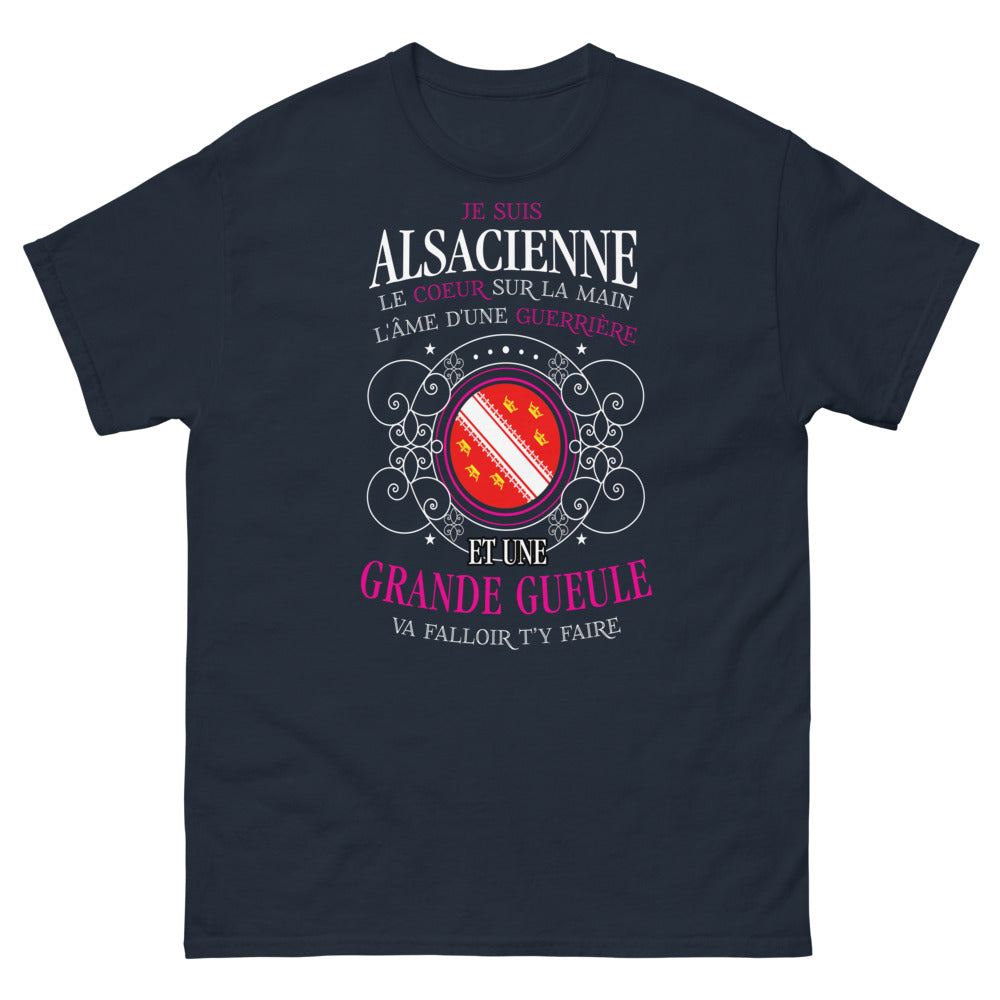 T-shirt Alsacienne marine - cœur sur la main et grande gueule