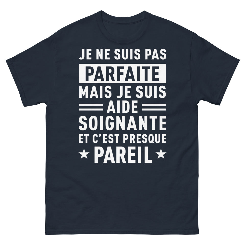 T-shirt aide-soignante marine - Presque parfaite