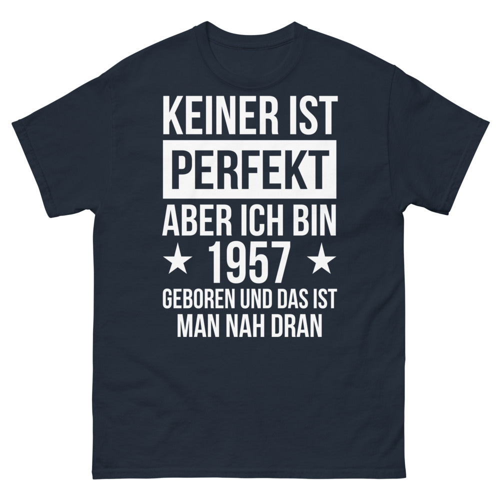 T-Shirt Franken marineblau - Keiner ist perfekt, 1957 geboren