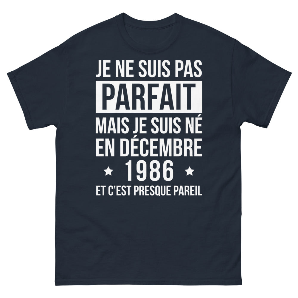T-shirt Décembre 1986 marine - né en décembre 1986