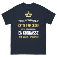 Thumbnail for T-shirt Princesse transformée en connasse marine face - Touche au téléphone de cette princesse