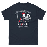 Thumbnail for T-shirt humour vie après la mort marine - touche à ma femme et tu le sauras