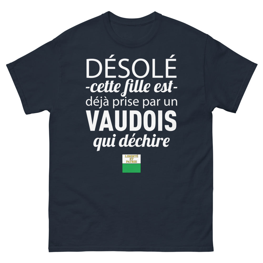 T-shirt Vaudois marine - déjà prise par un Vaudois qui déchire