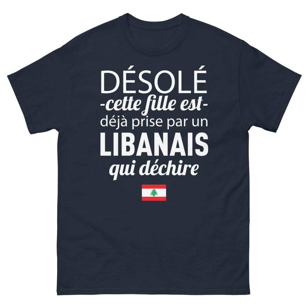 T-shirt Liban marine - Désolée, cette fille est déjà prise par un Libanais
