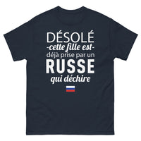 Thumbnail for T-shirt Russie marine - Désolé, cette fille est déjà prise par un Russe qui déchire