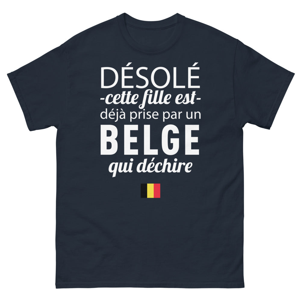T-shirt Belge marine - Désolée, cette fille est déjà prise