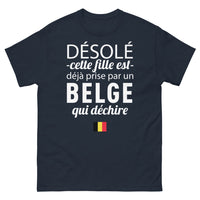 Thumbnail for T-shirt Belge marine - Désolée, cette fille est déjà prise