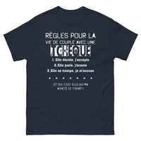 Thumbnail for T-shirt vie de couple tchèque marine - Règles pour la vie de couple avec une Tchèque