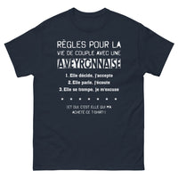 Thumbnail for T-shirt Règles de Vie de Couple avec une Aveyronnaise marine - humour terroir