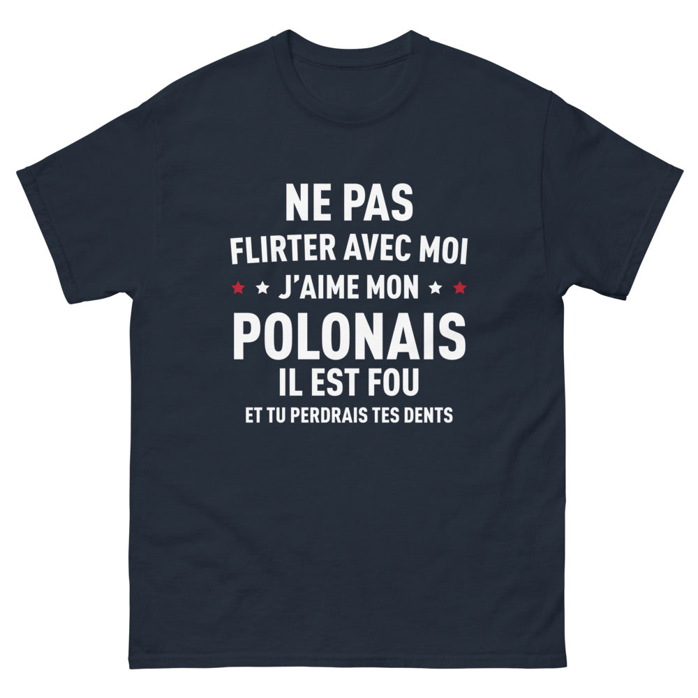T-shirt Pologne bleu marine face - fier de mon Polonais