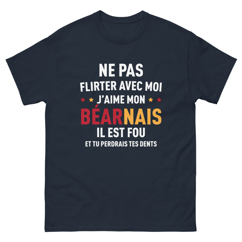 T-shirt Béarnais marine - Ne pas flirter avec mon Béarnais