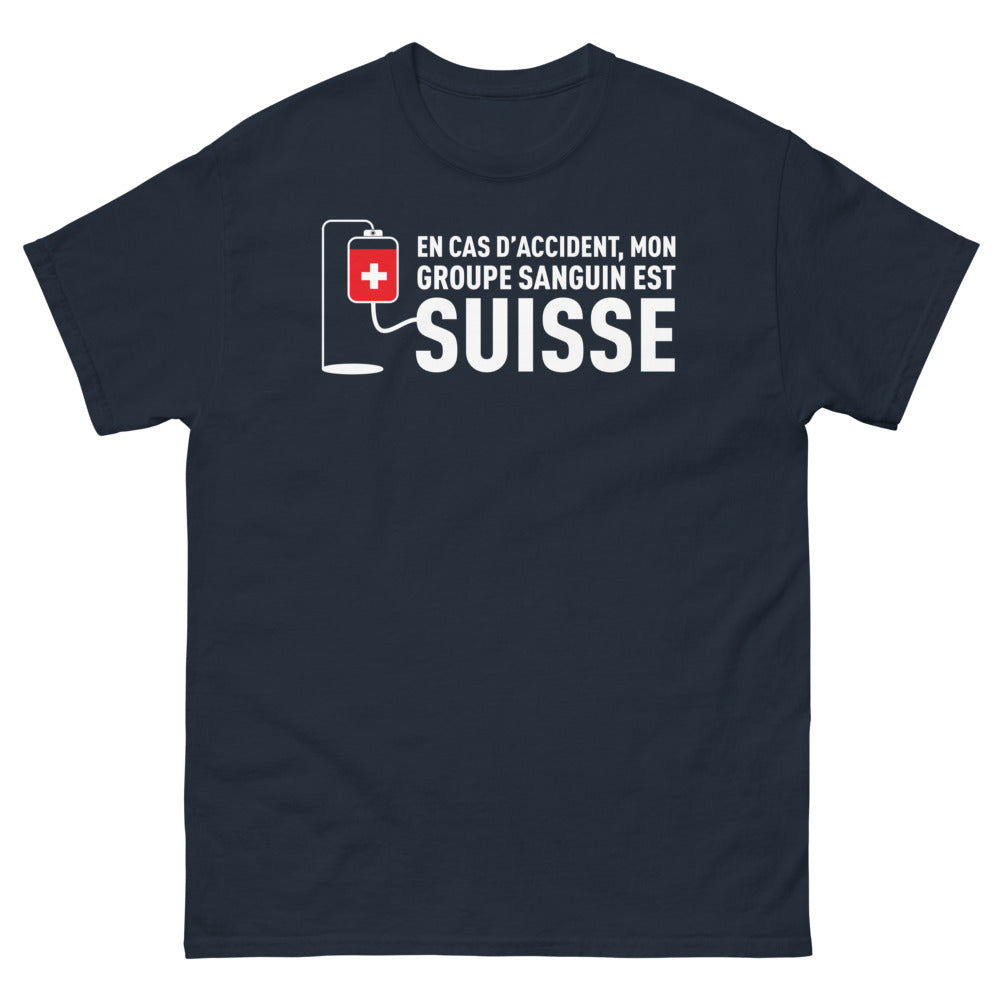 T-shirt Suisse marine - Mon groupe sanguin est Suisse