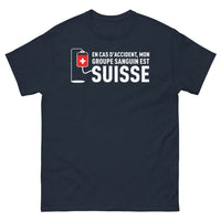Thumbnail for T-shirt Suisse marine - Mon groupe sanguin est Suisse