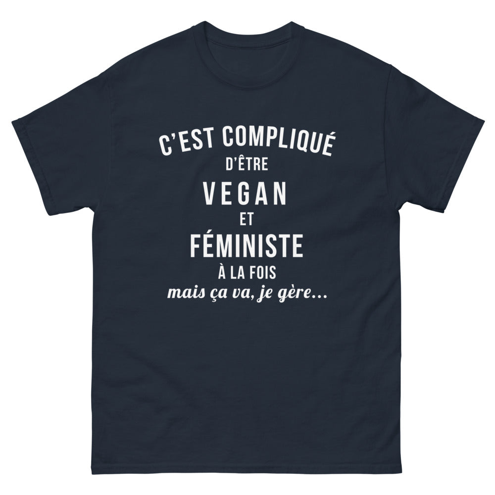 T-shirt vegan et féministe marine - mais ça va, je gère