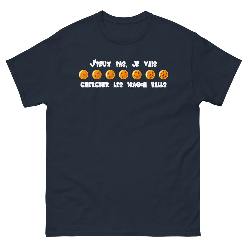 T-shirt Dragon Ball marine - Je peux pas, je vais chercher les Dragon Balls
