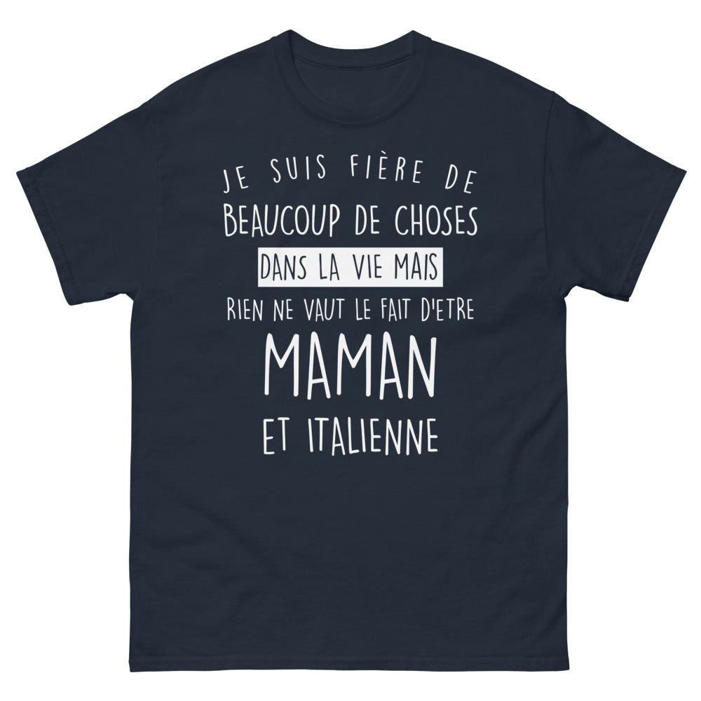 T-shirt Italie bleu marine - fière d'être maman et italienne