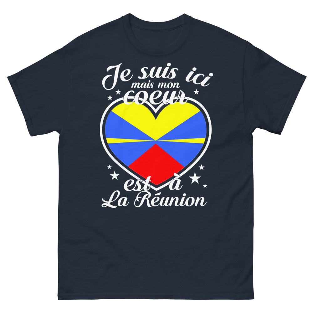 T-shirt Réunion bleu marine - cœur réunionnais