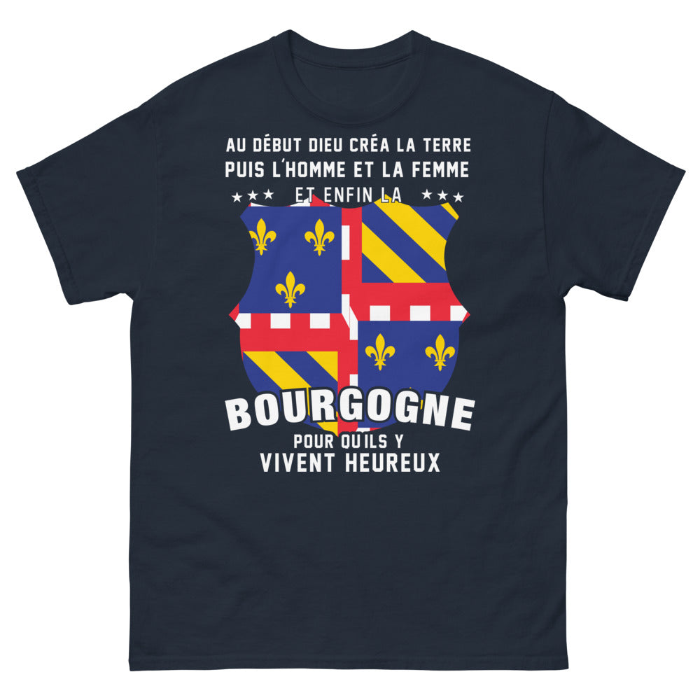 T-shirt Bourgogne marine - Au début, Dieu créa Bourgogne