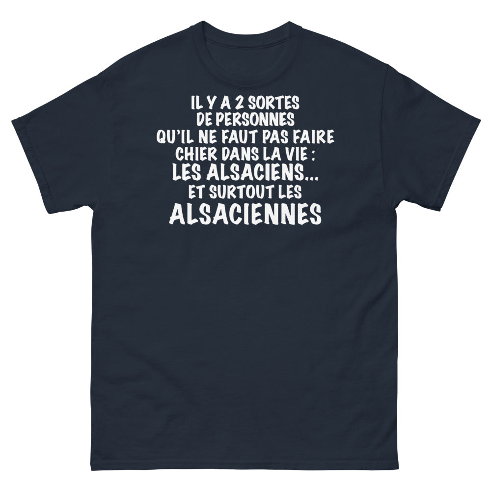 T-shirt Alsace marine - 2 sortes de personnes qu'il ne faut pas contrarier