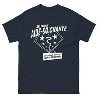 Thumbnail for T-shirt aide-soignante marine - Quel est ton super pouvoir ?