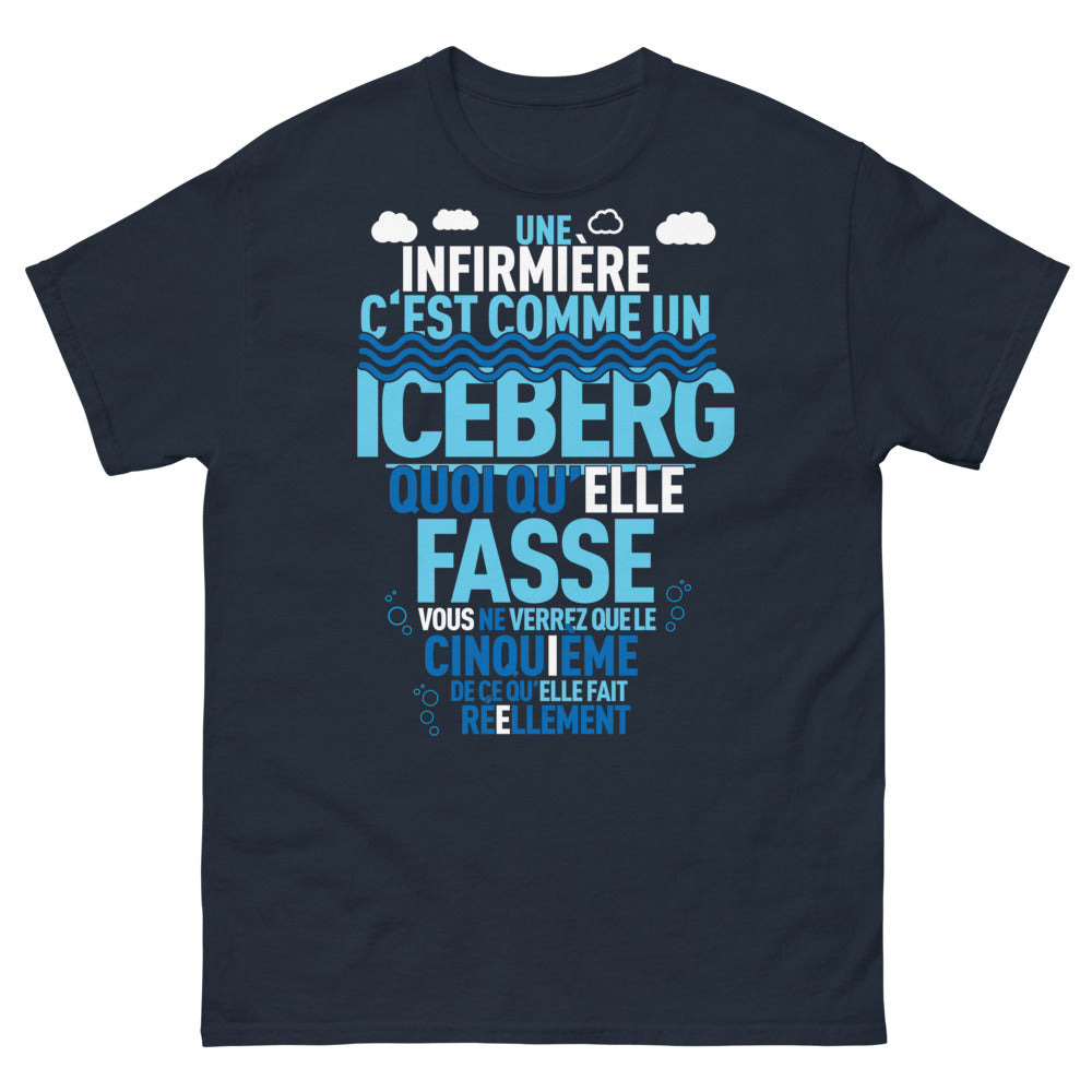 T-shirt infirmière bleu marine - Infirmière : comme un iceberg