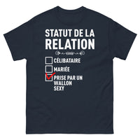 Thumbnail for T-shirt Wallonie bleu marine - Célibataire pris par un Wallon sexy