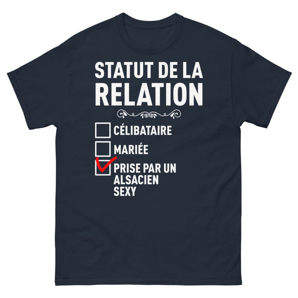 T-shirt Alsace marine - célibataire mariée ou prise par un Alsacien