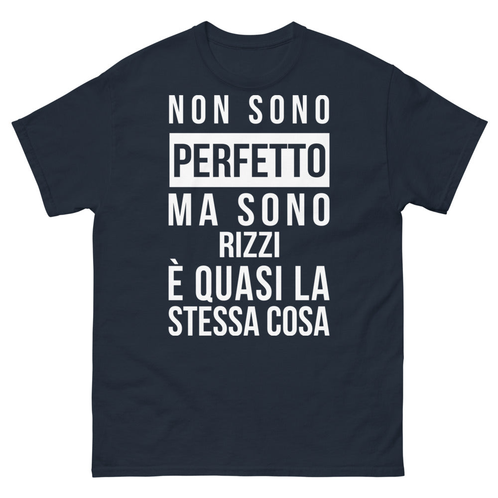 T-Shirt Umorismo Italiano blu - Non sono perfetto ma sono Rizzi