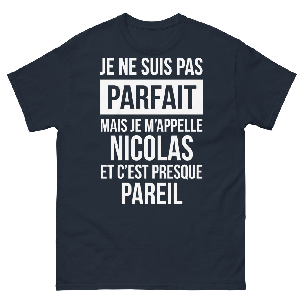 T-shirt Nicolas marine - édition sombre, phrase humour prénom