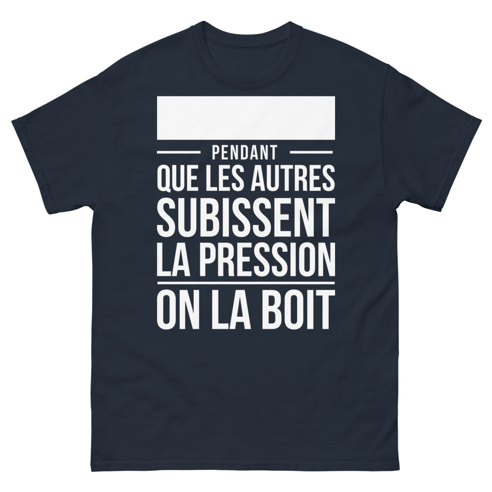 T-shirt Amateurs de bière marine - on la boit sans pression