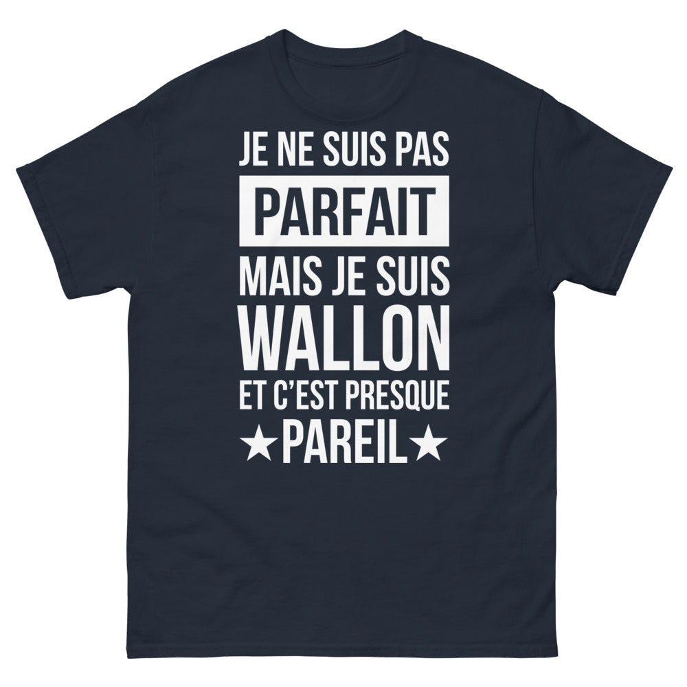 T-shirt Wallon marine - Je ne suis pas parfait, mais je suis Wallon