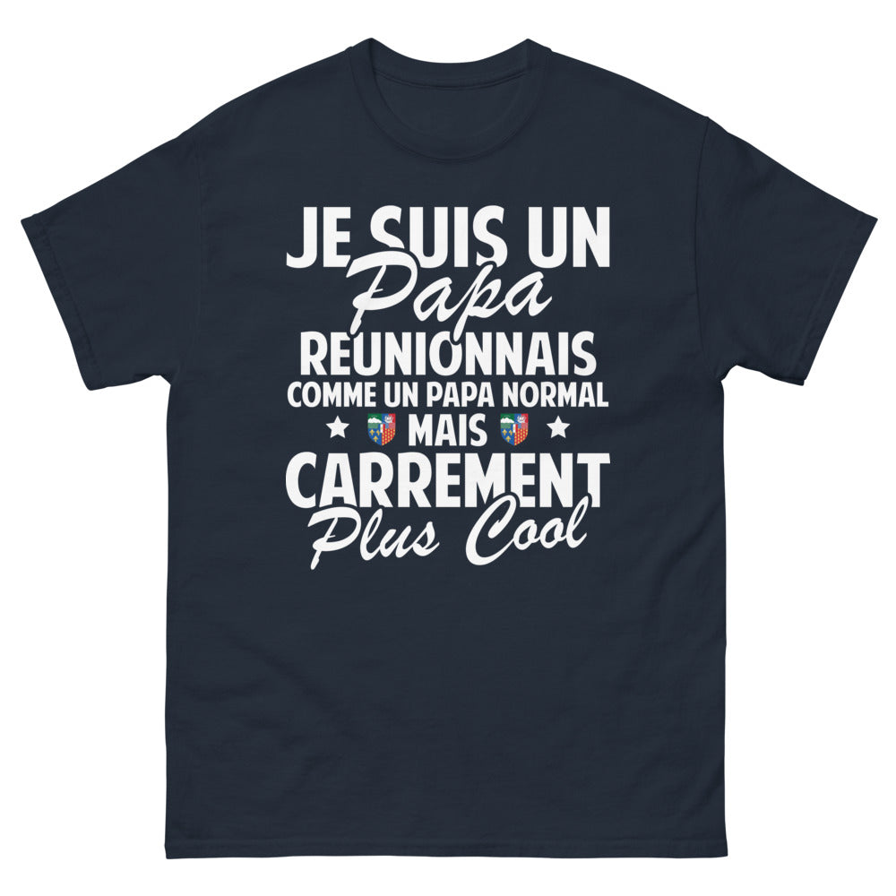 T-shirt Papa Réunionnais marine - Comme un papa normal mais carrément plus cool
