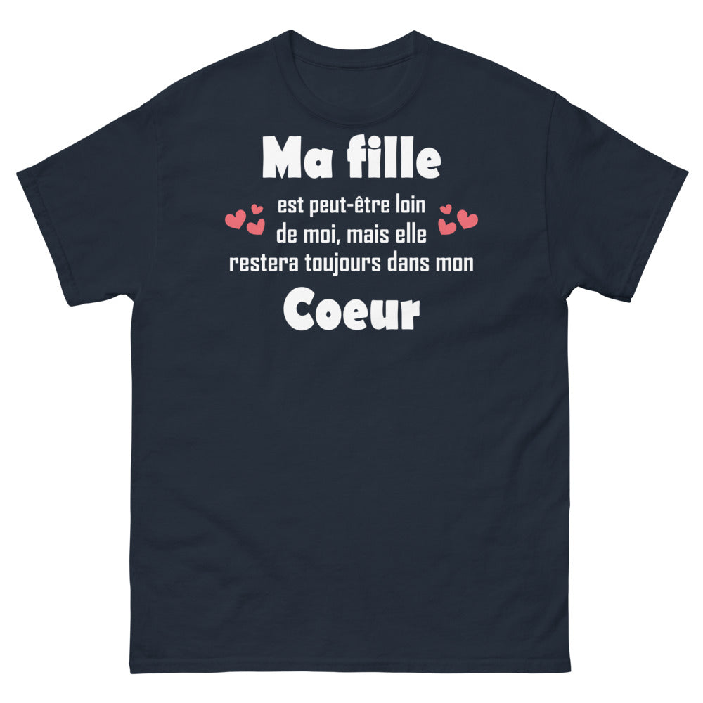 T-shirt parents de fille marine - ma fille dans mon cœur