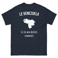 Thumbnail for T-shirt Venezuela marine - Le Venezuela, là où mon histoire commence