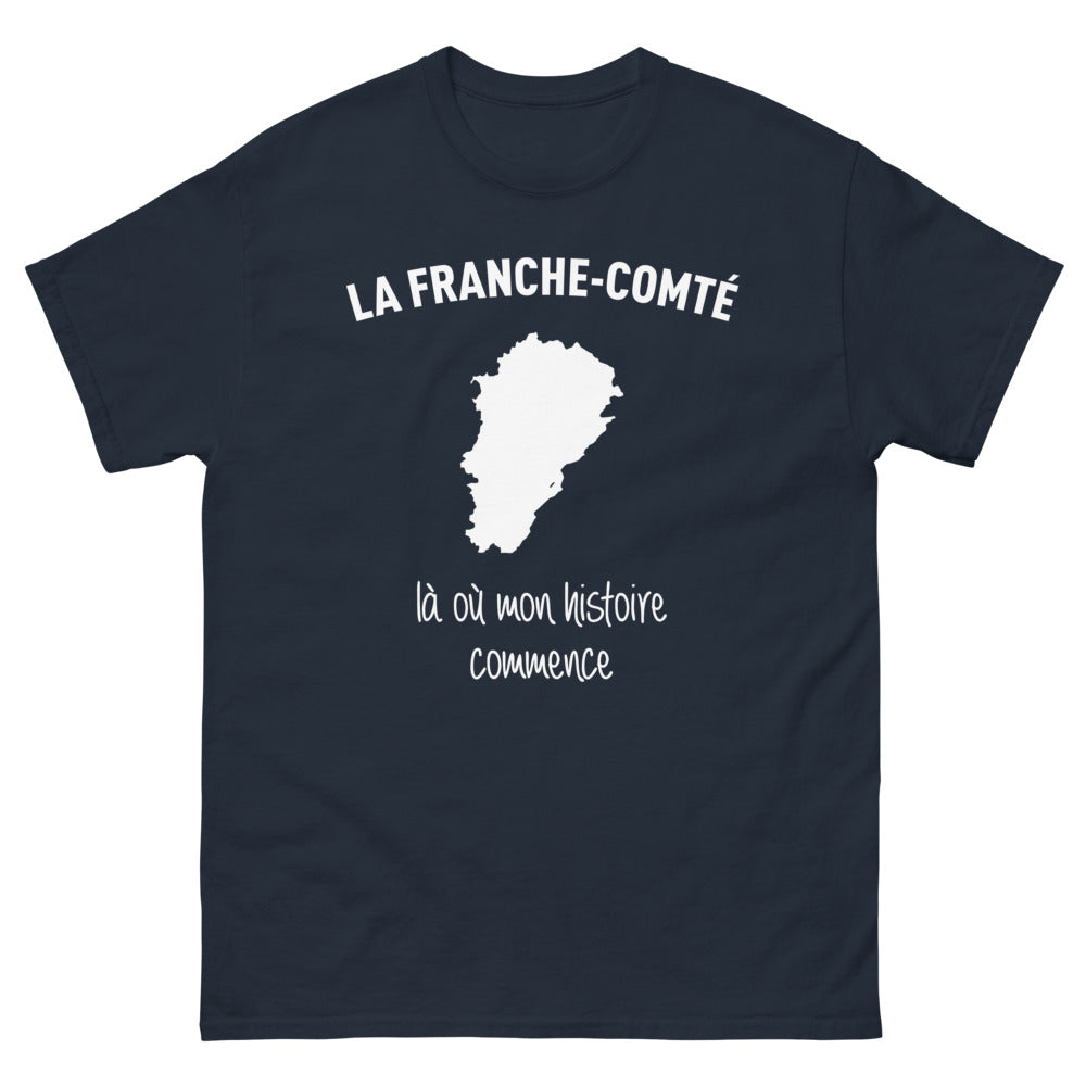 T-shirt Franche-Comté marine - là où mon histoire commence