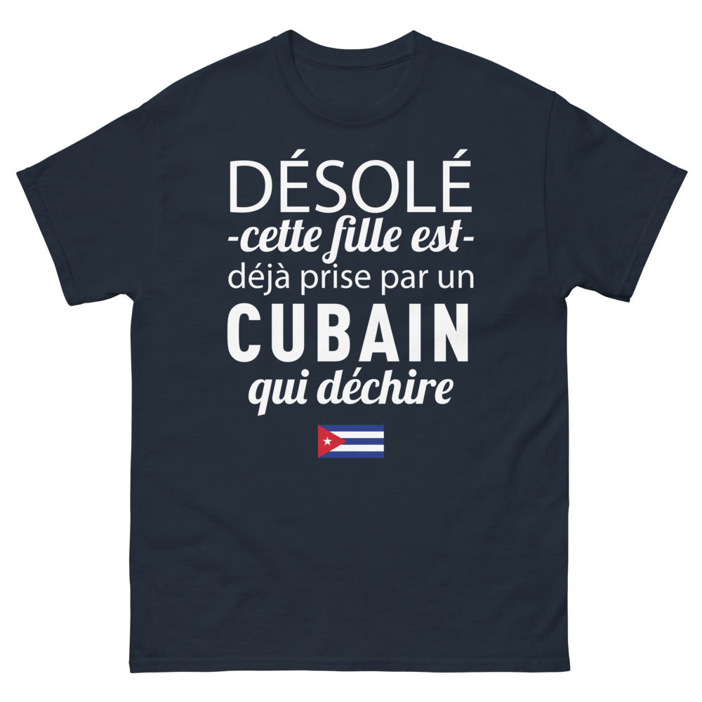 T-shirt Communauté cubaine marine - Désolé, cette fille est déjà prise par un Cubain qui déchire