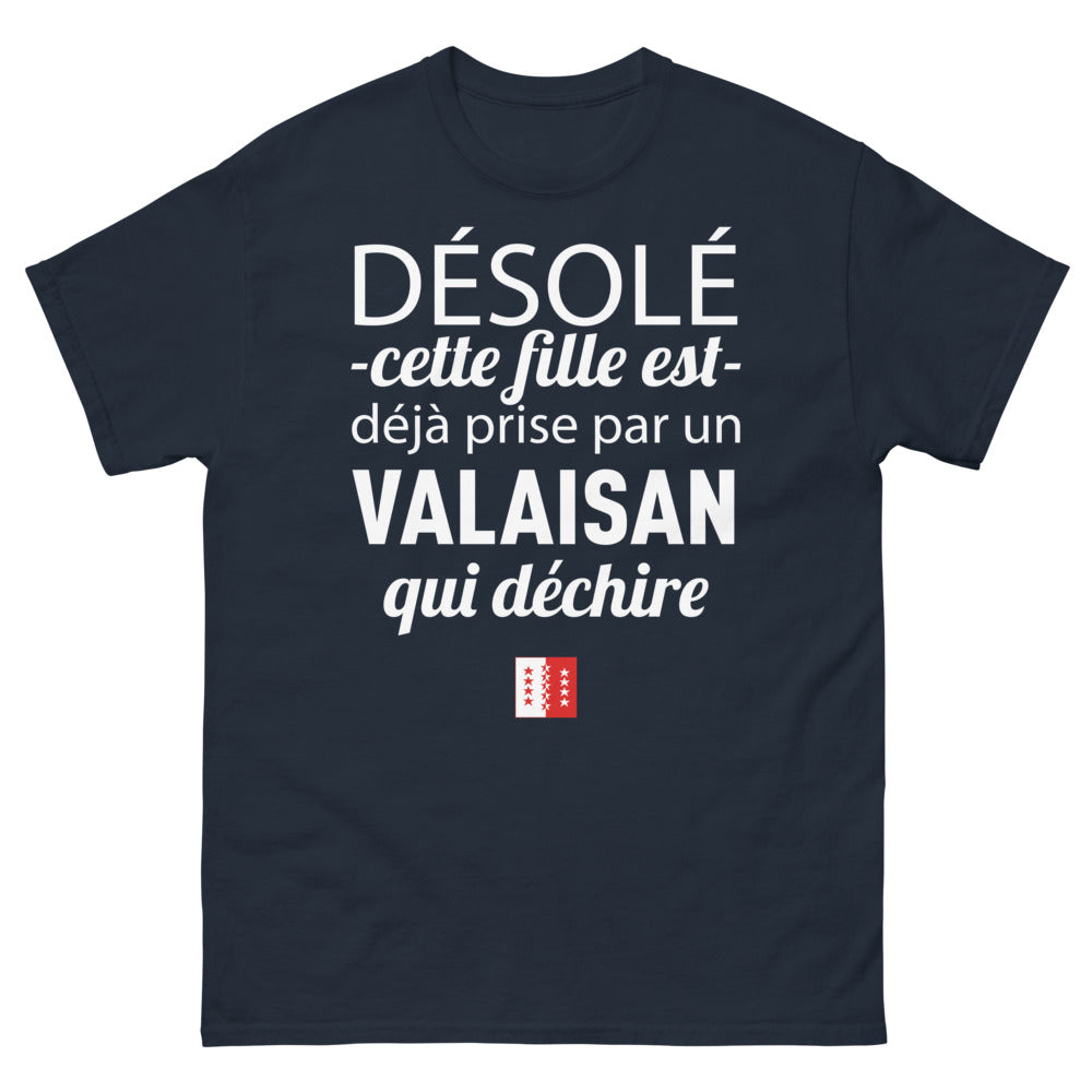 T-shirt Valais noir dos - Désolé, cette fille est prise