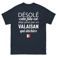 Thumbnail for T-shirt Valais noir dos - Désolé, cette fille est prise
