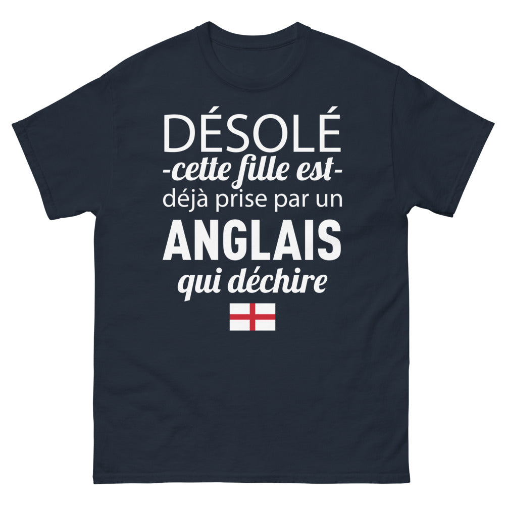 T-shirt Anglais qui déchire marine - Désolé, cette fille est prise