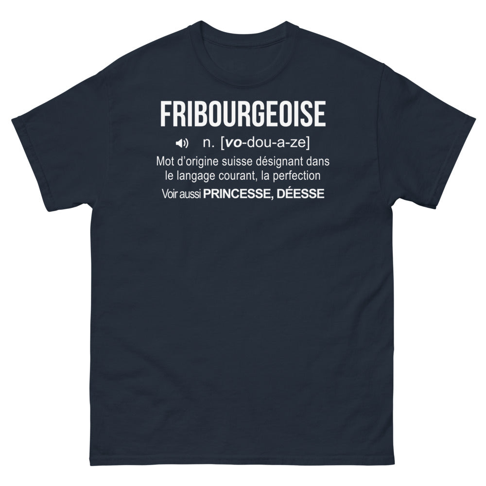 T-shirt Fribourgeoise noir dos - punchline n'vo dou a zé