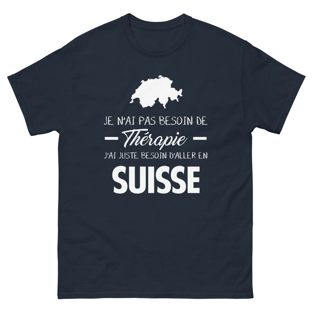 T-shirt Suisse marine face - Je n'ai pas besoin de thérapie