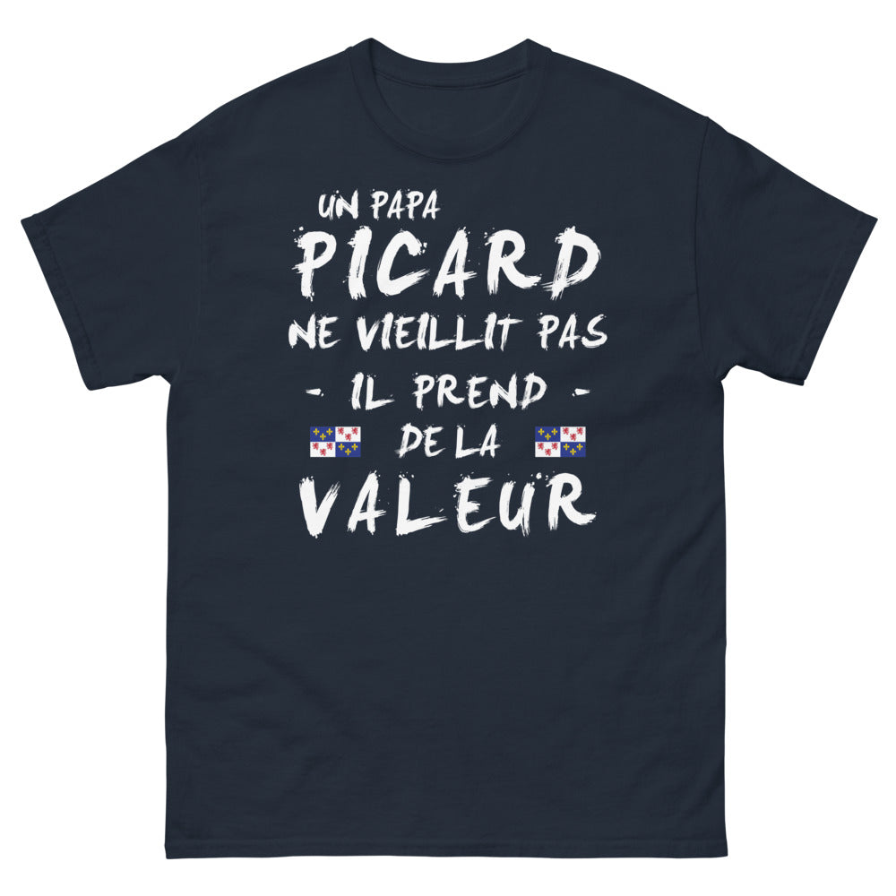T-shirt Picardie marine - Un papa picard ne vieillit pas